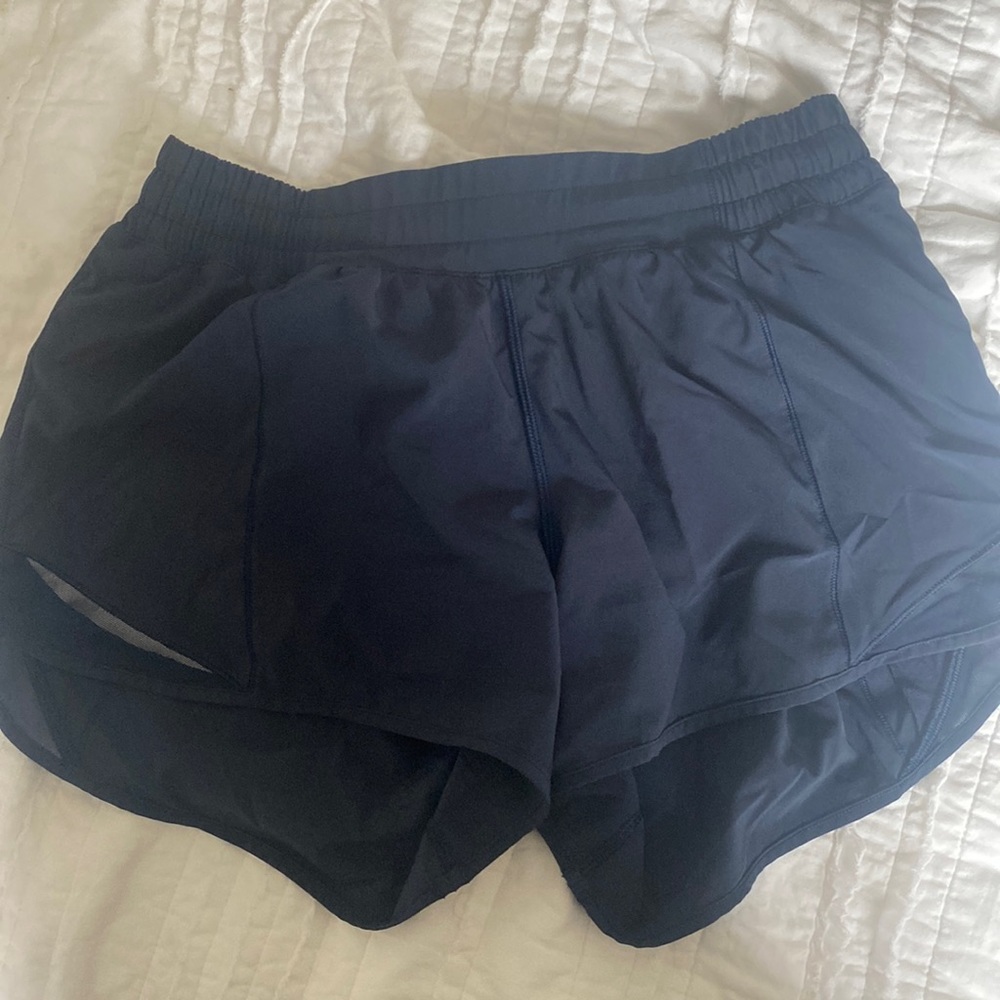 Navy Blue Lululemon Hotty Hot 4” Shorts